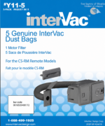 InterVac CSRM Dust Bags Y11 | HEPA Pack of 5 with Motor Filter