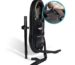 GarageVac GH120-E-RC remote control garage vacuum in ebony with stretch hose, wand and floor tool, inset showing the remote handle used inside a car