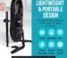 GarageVac GH120 wall mounted garage vacuum with a lightweight, portable design, shown with icons for dust, small tools, sawdust and dirt